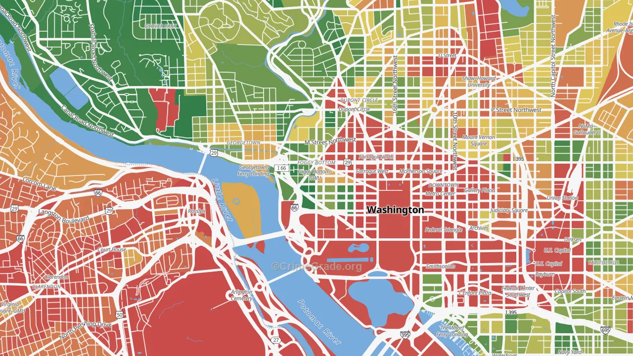Foggy Bottom, Washington, DC Map of Robbery Rates