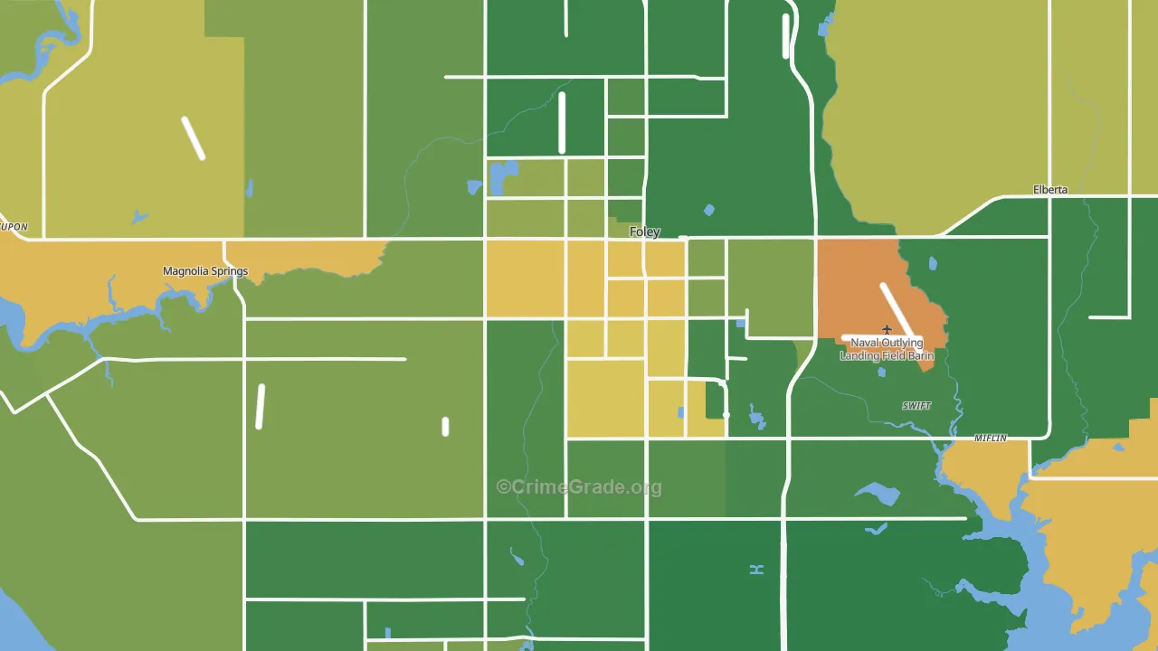 Foley, AL Map of Robbery Rates