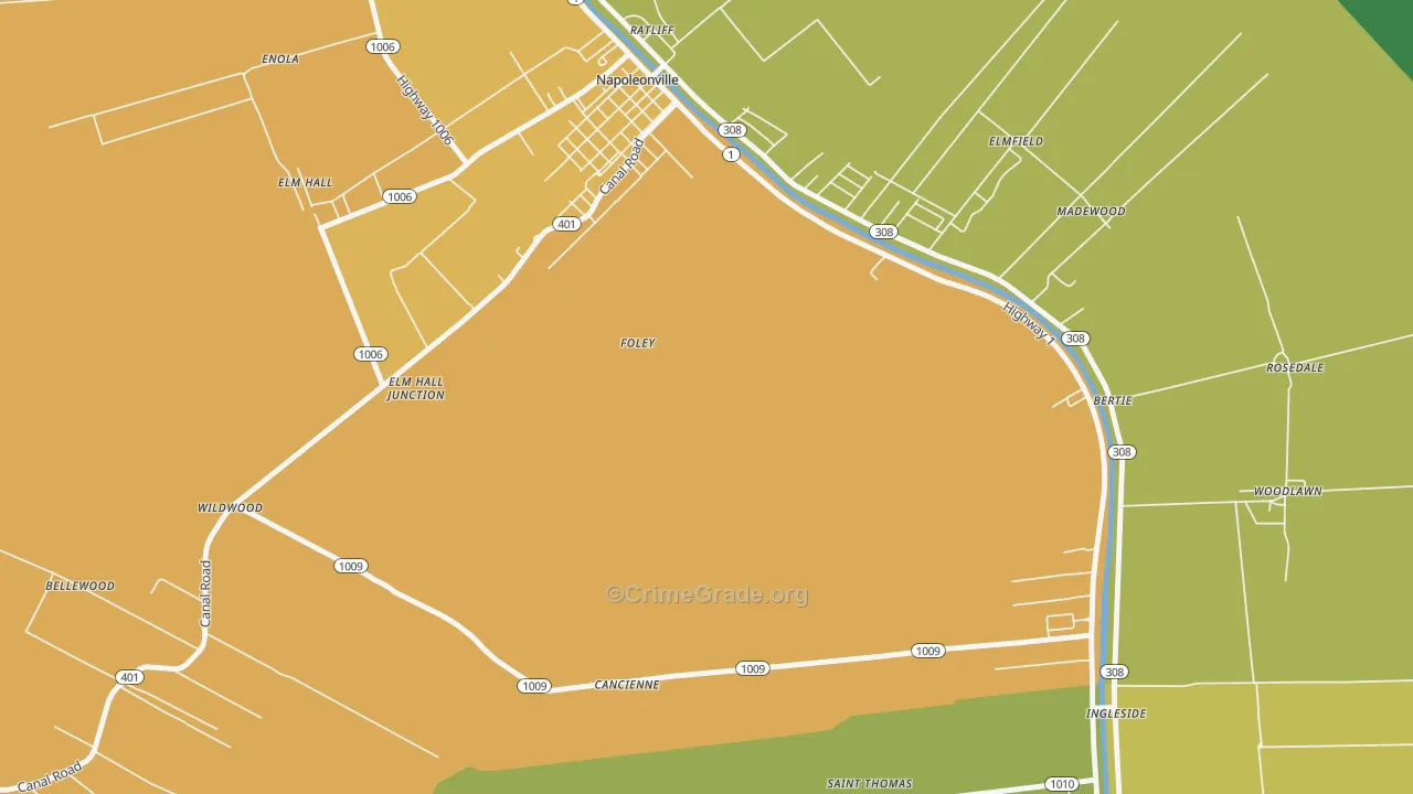 Foley, LA Map of Robbery Rates