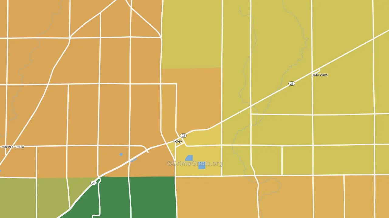 Foley, MN Map of Robbery Rates