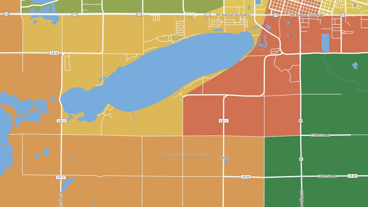 Foley, SD Map of Robbery Rates