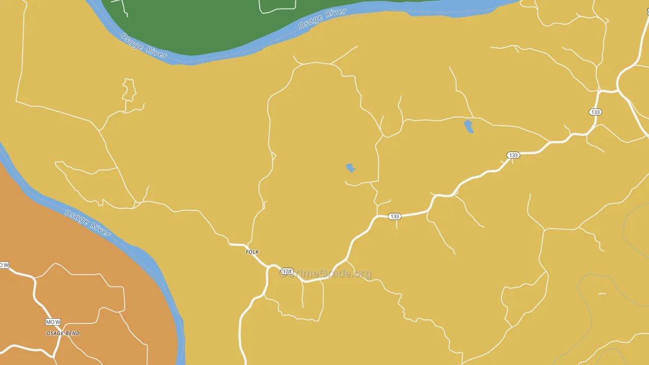 Folk, MO Map of Robbery Rates