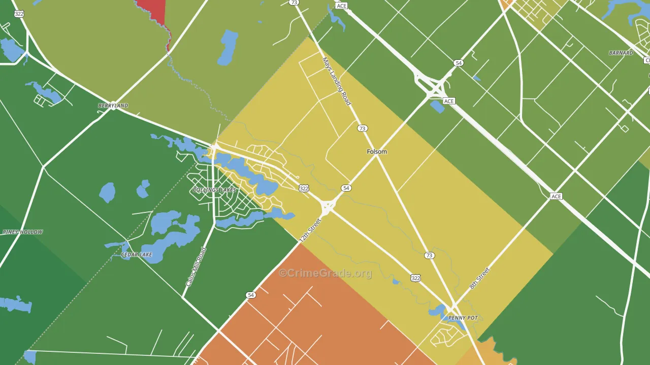 Folsom, NJ Map of Robbery Rates