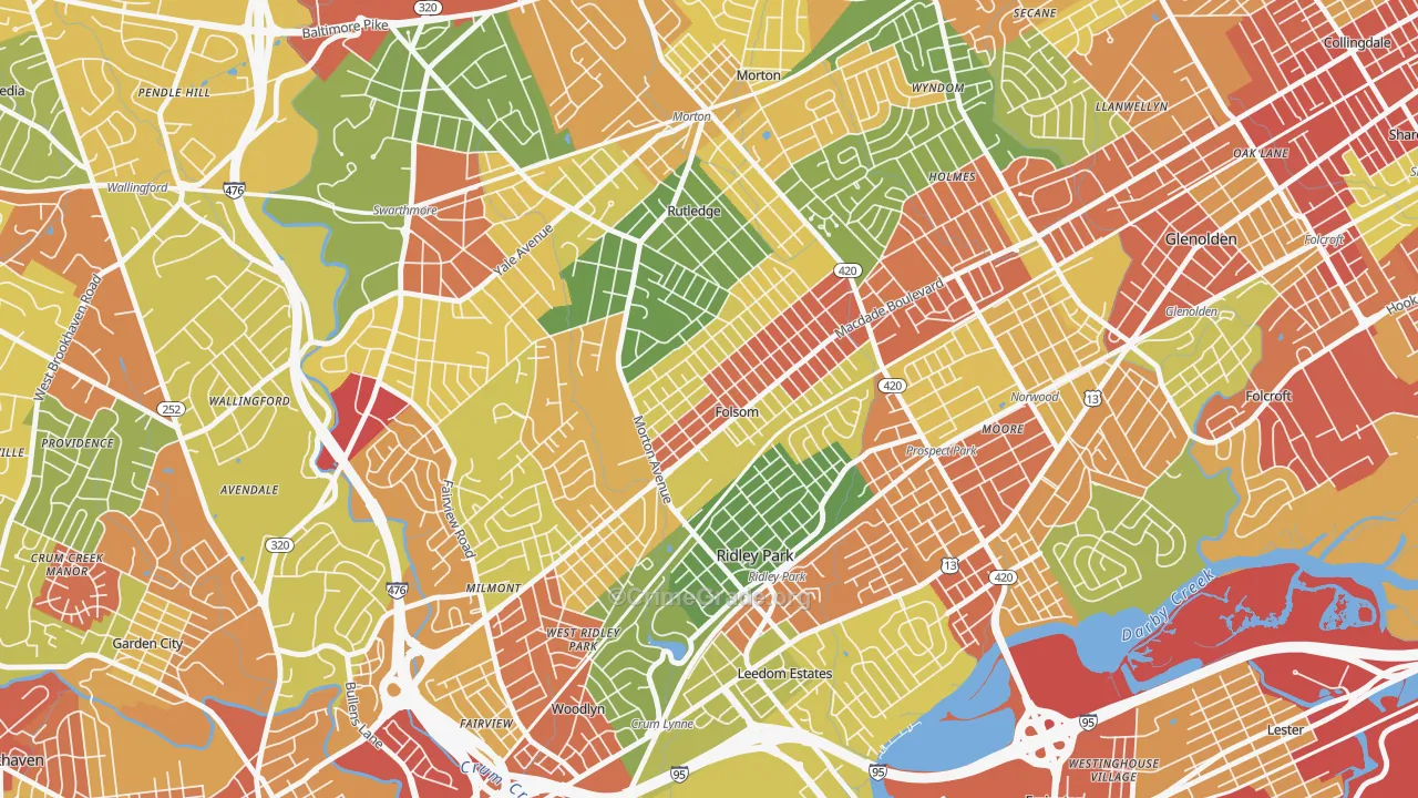 Folsom, PA Map of Robbery Rates