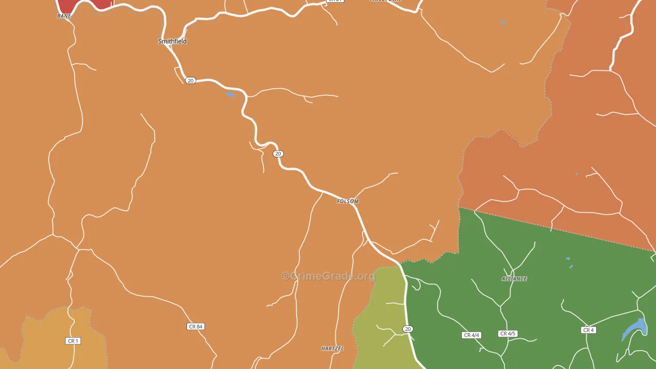 Folsom, WV Map of Robbery Rates