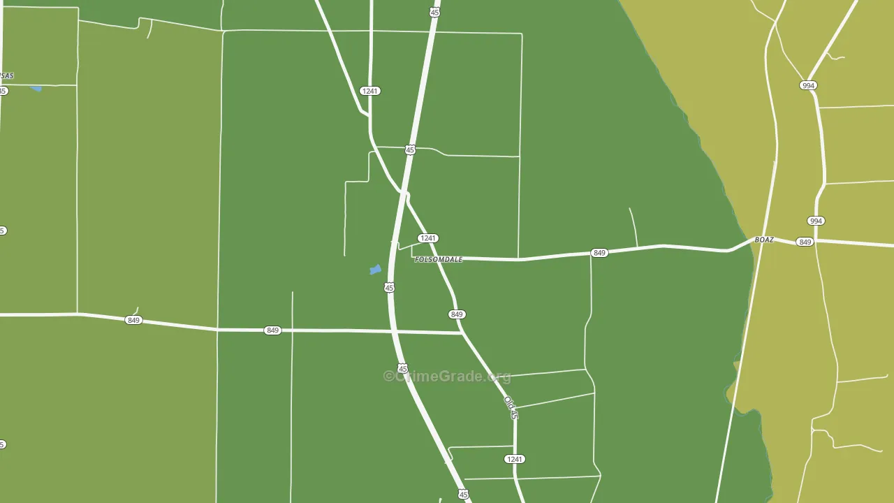 Folsomdale, KY Map of Robbery Rates