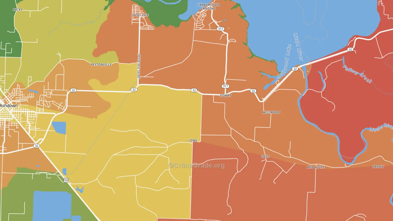 Fomby, AR Map of Robbery Rates