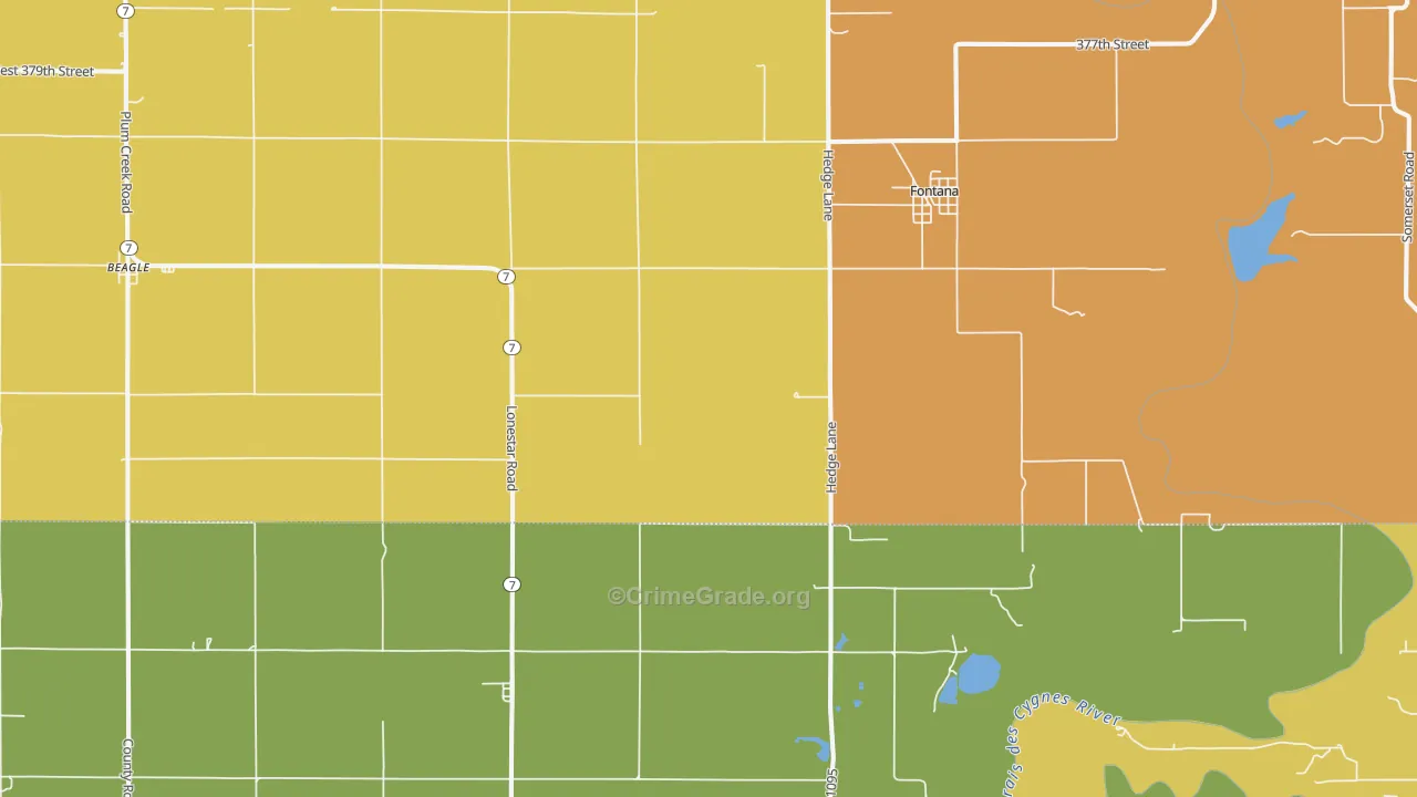 Fontana, KS Map of Robbery Rates