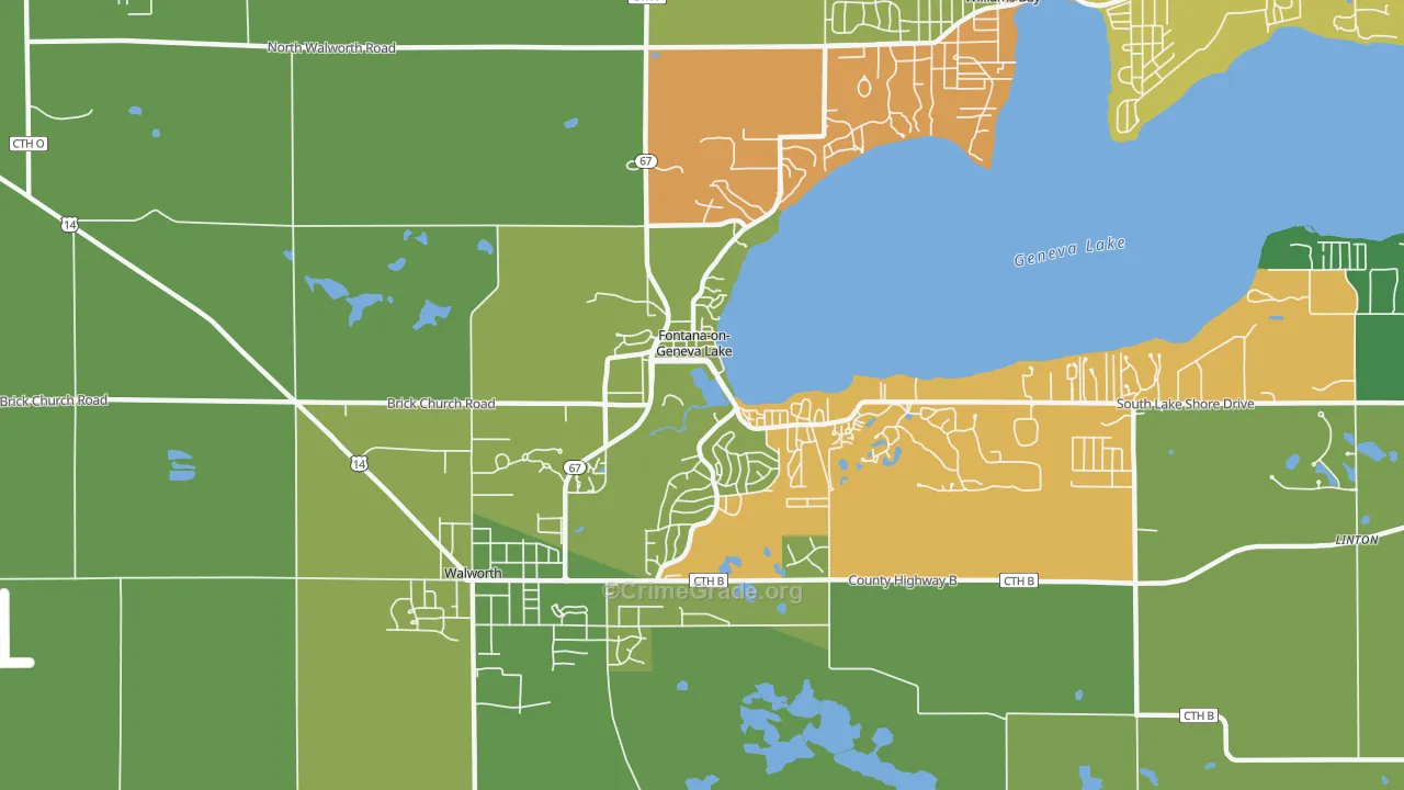 Fontana-on-Geneva Lake, WI Map of Robbery Rates