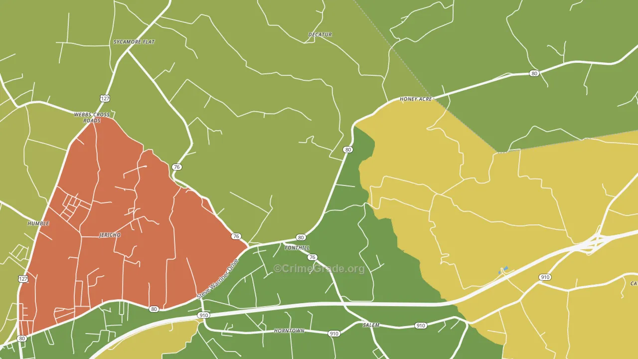 Fonthill, KY Map of Robbery Rates
