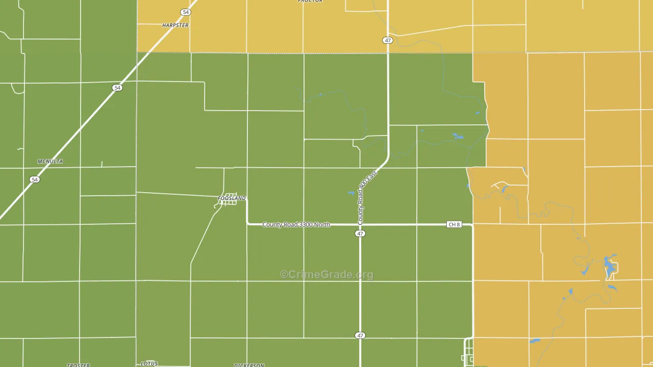 Foosland, IL Map of Robbery Rates