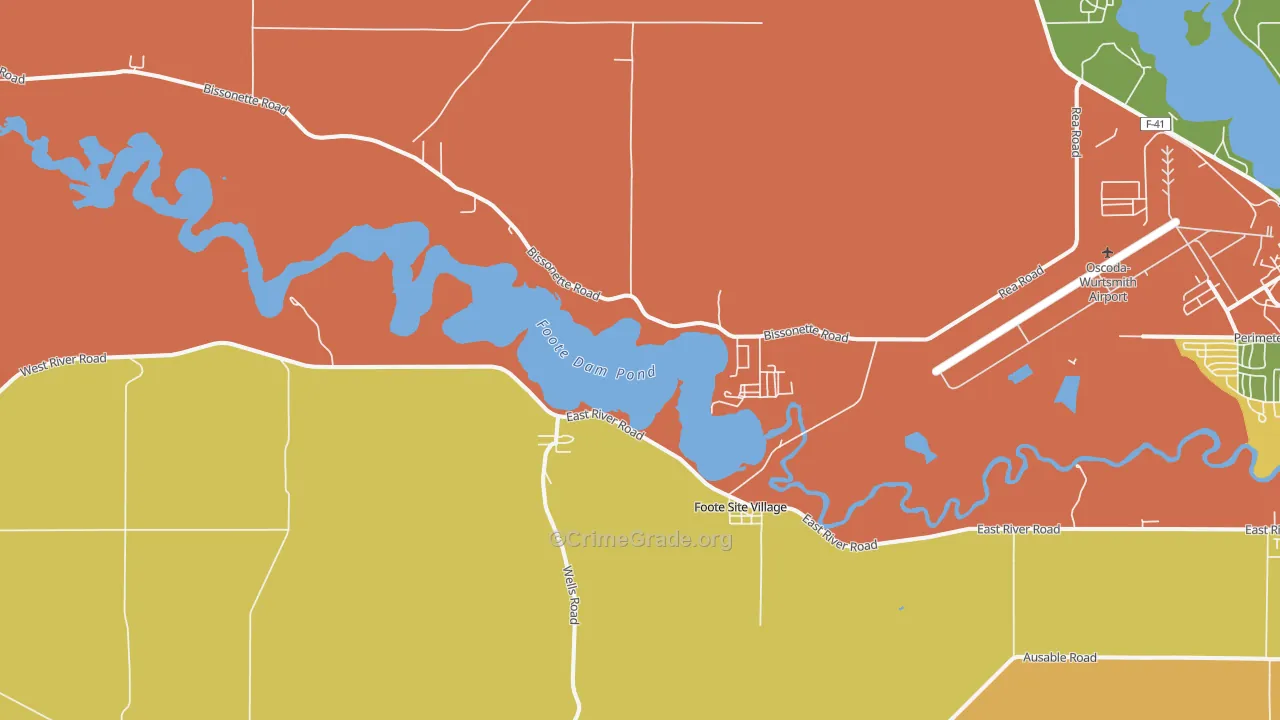 Foote Site Village, MI Map of Robbery Rates