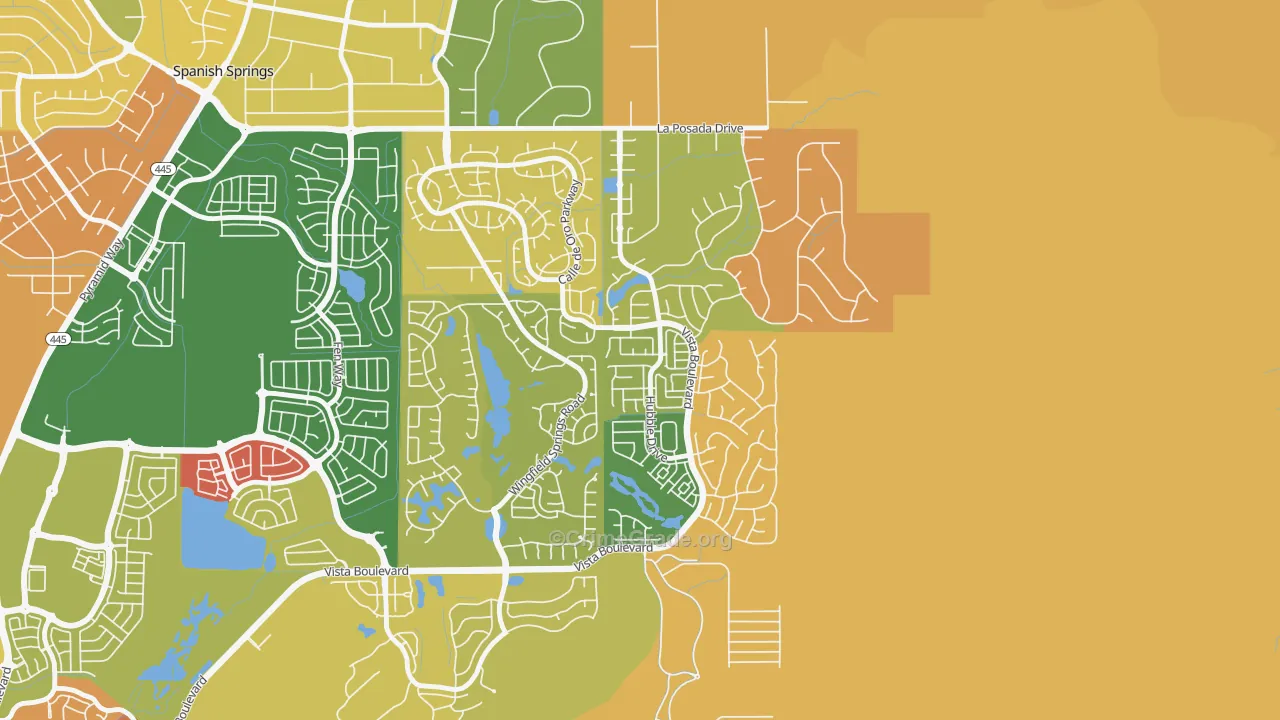 Foothill Meadows, Sparks, NV Map of Robbery Rates