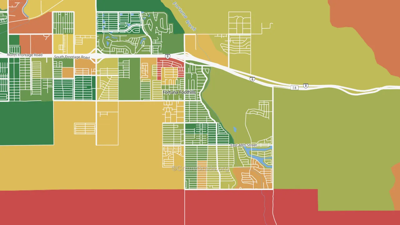 Foothills, Fortuna Foothills, AZ Map of Robbery Rates