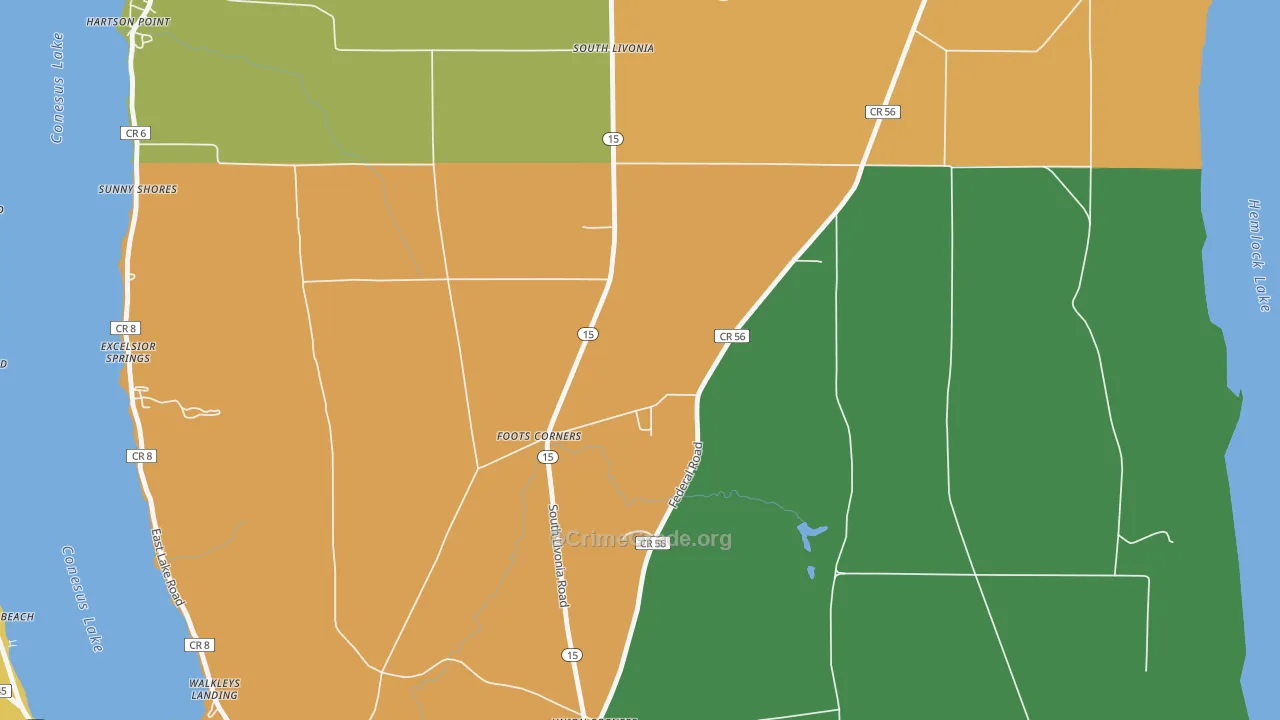 Foots Corners, NY Map of Robbery Rates
