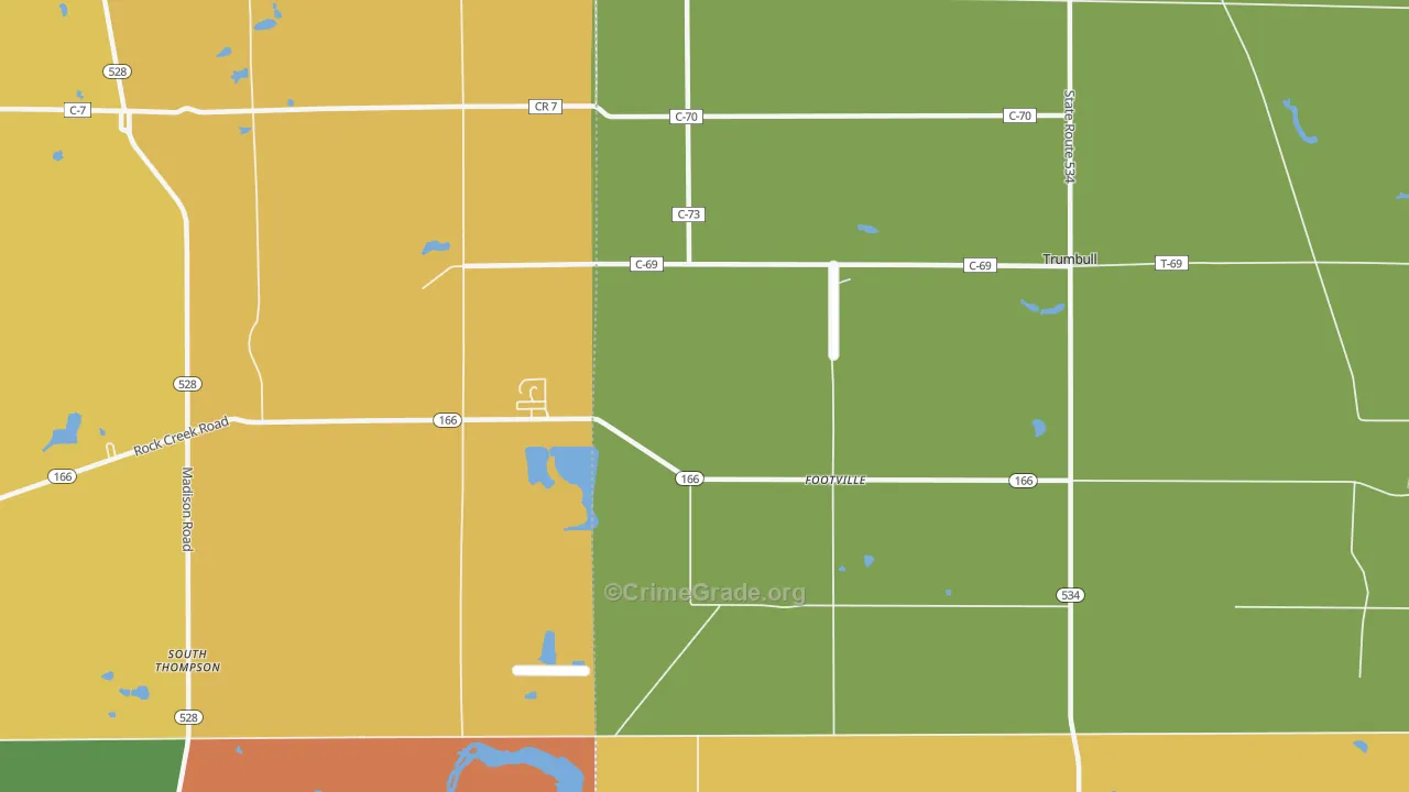 Footville, OH Map of Robbery Rates