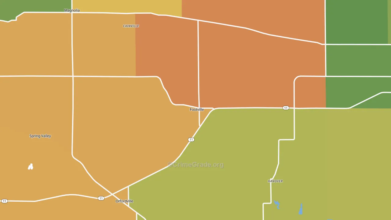 Footville, WI Map of Robbery Rates