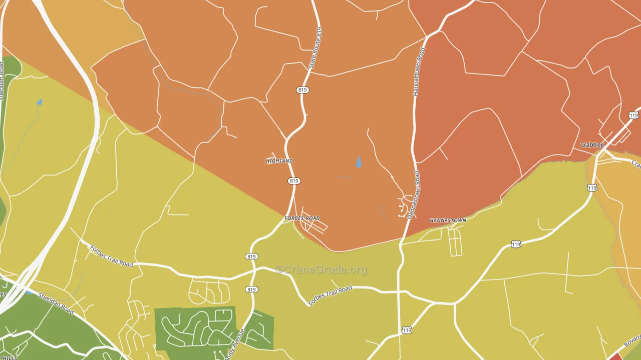 Forbes Road, PA Map of Robbery Rates