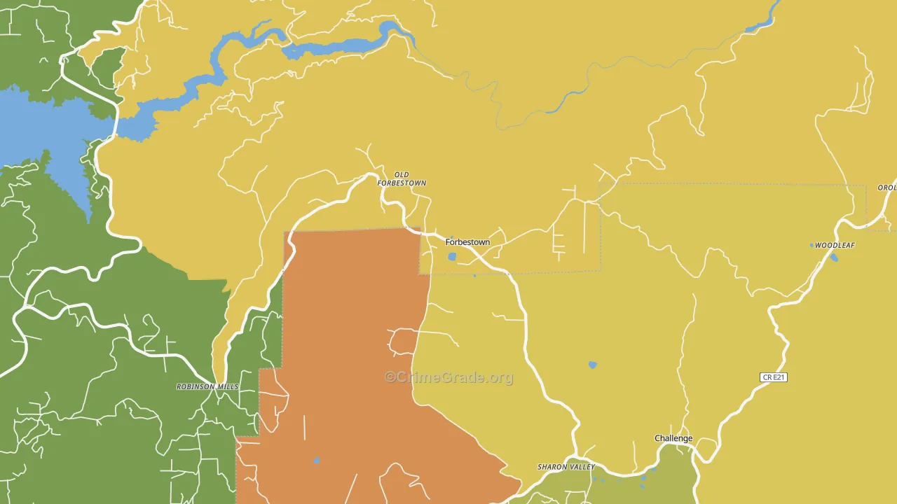 Forbestown, CA Map of Robbery Rates