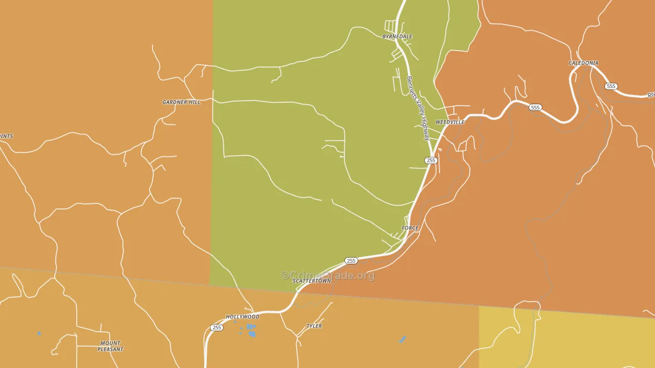 Force, PA Map of Robbery Rates