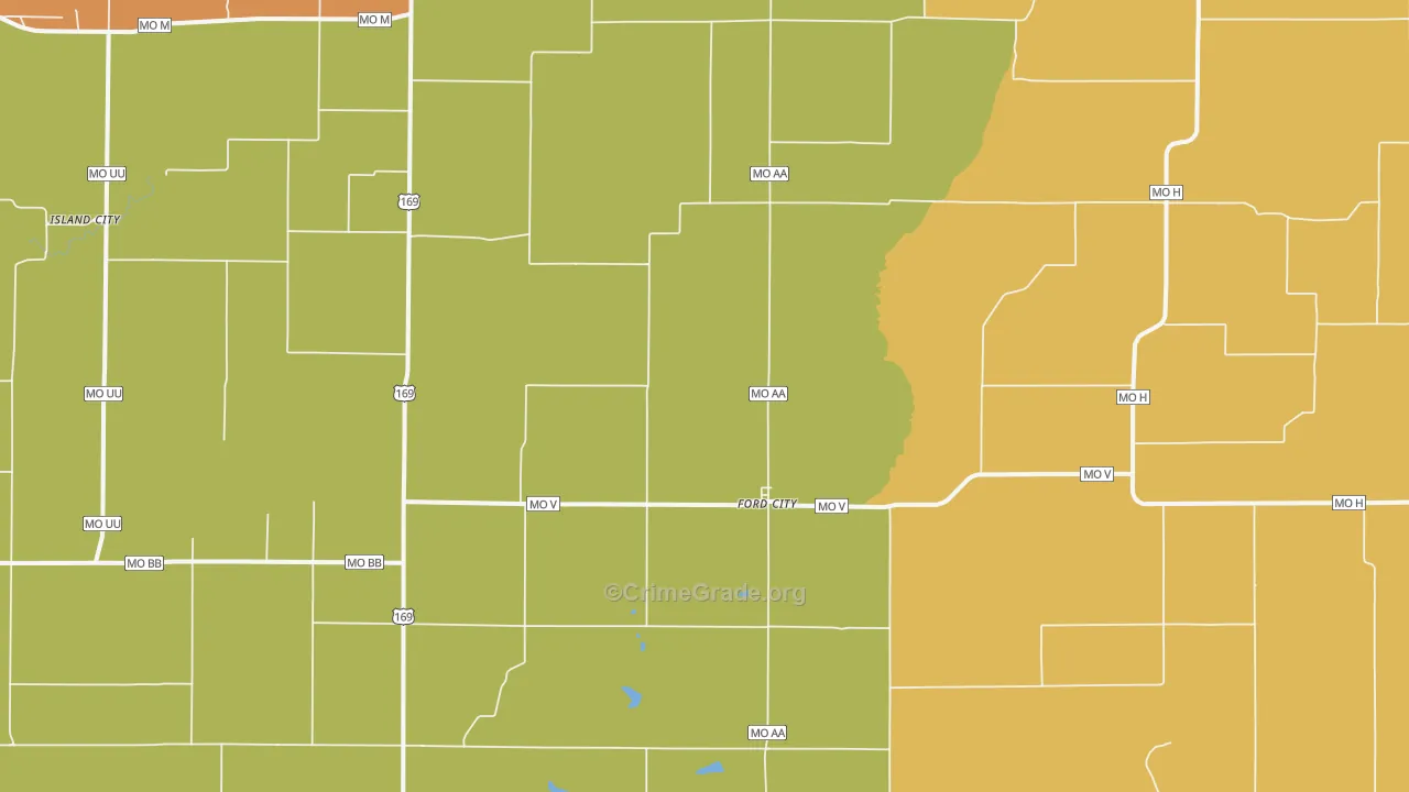 Ford City, MO Map of Robbery Rates