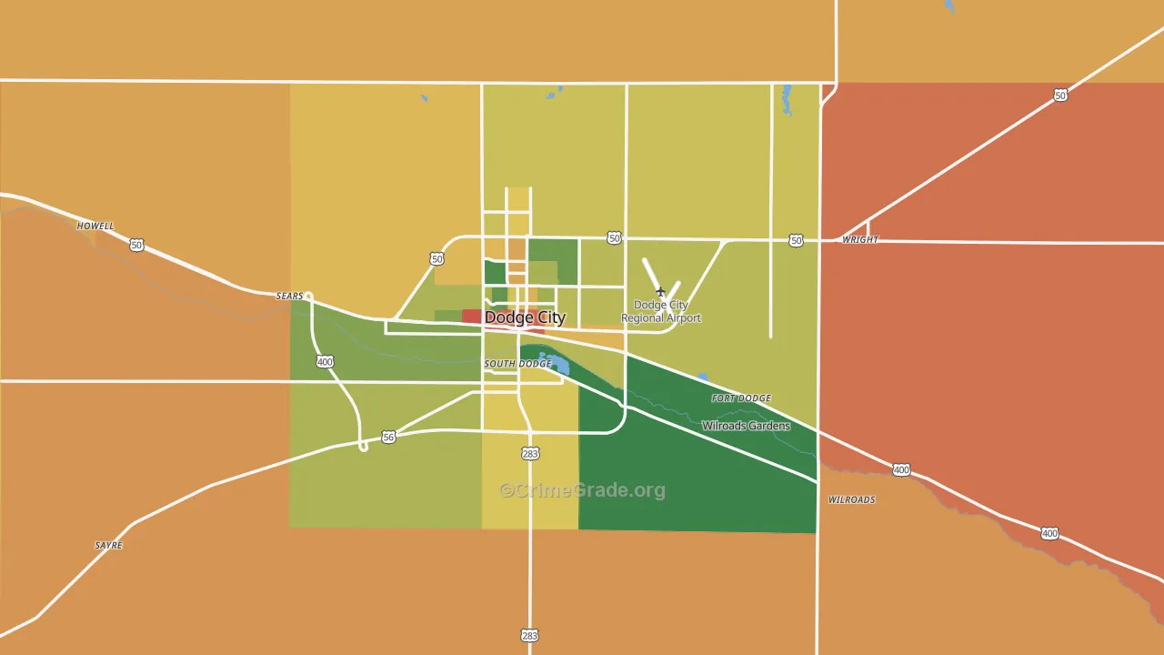 Ford County, KS Map of Robbery Rates