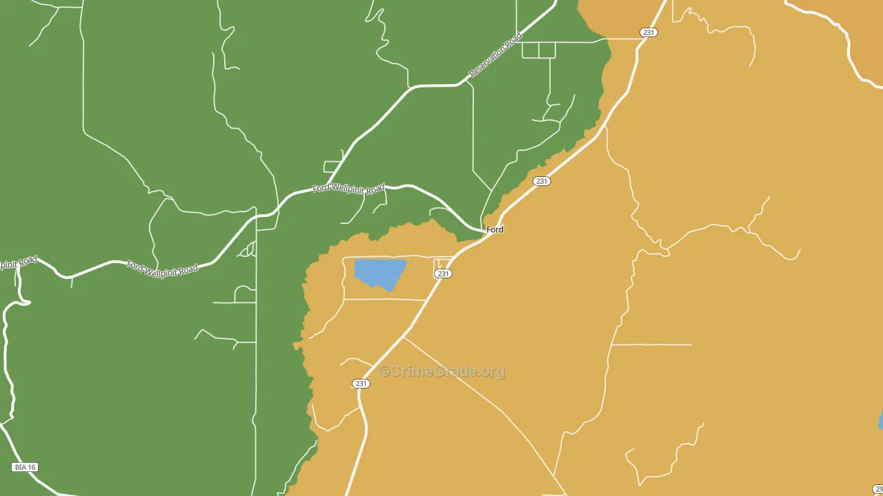 Ford, WA Map of Robbery Rates