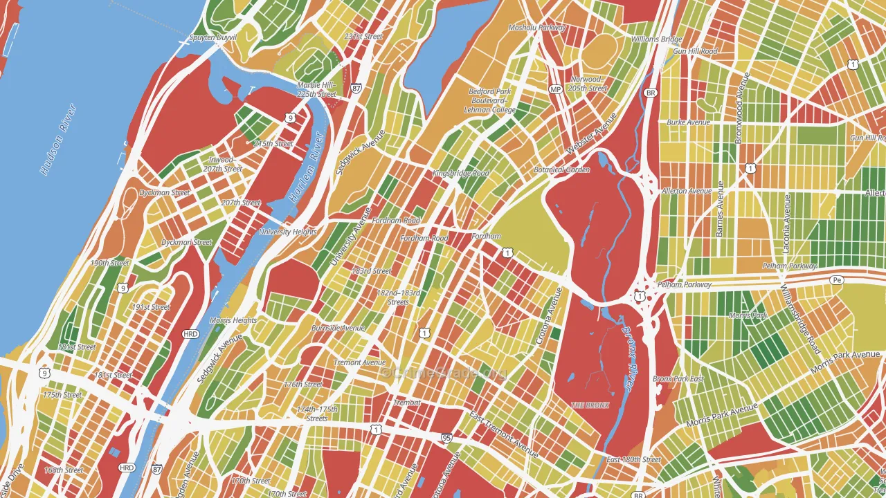 Fordham, Bronx, NY Map of Robbery Rates