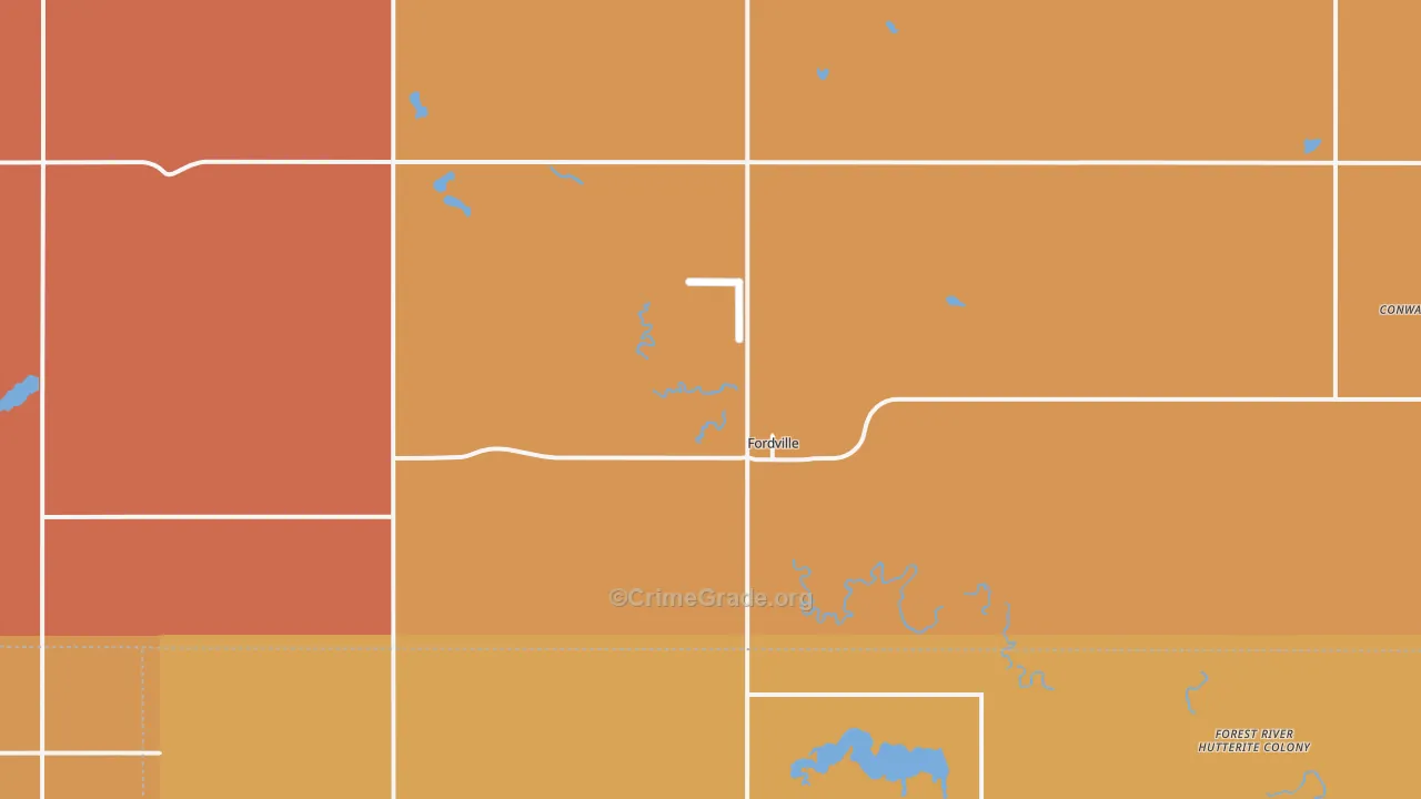 Fordville, ND Map of Robbery Rates