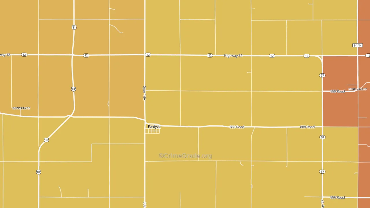 Fordyce, NE Map of Robbery Rates