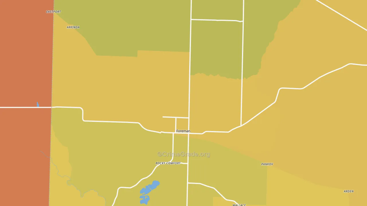 Foreman, AR Map of Robbery Rates