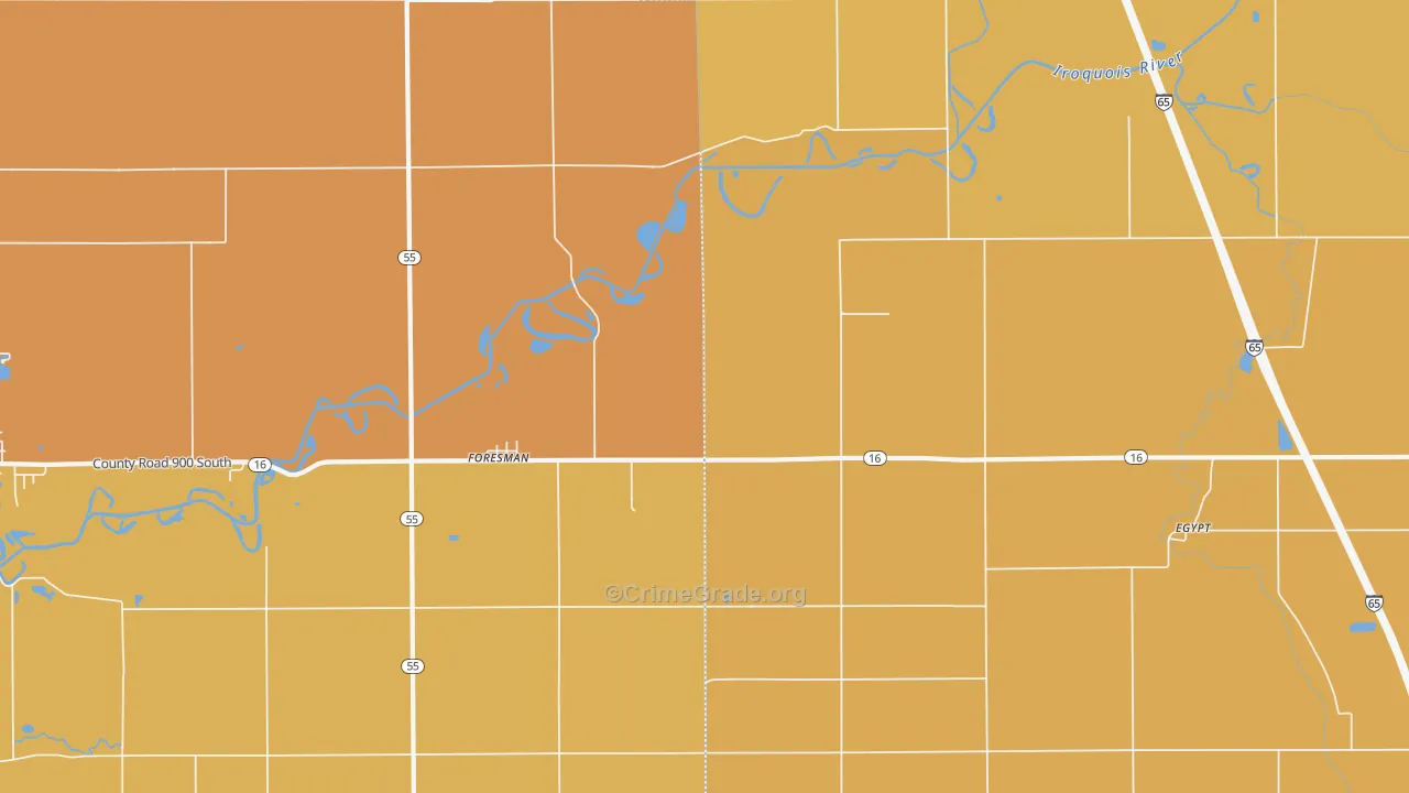 Foresman, IN Map of Robbery Rates