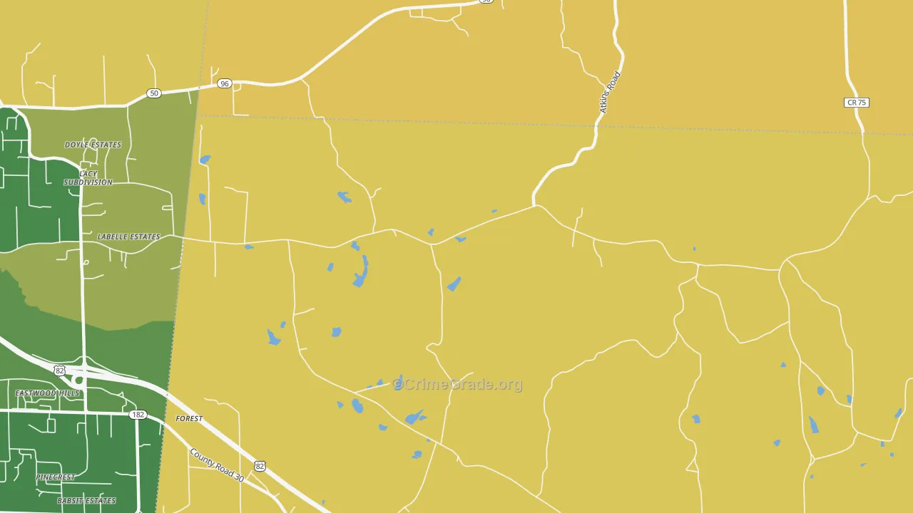 Forest, AL Map of Robbery Rates