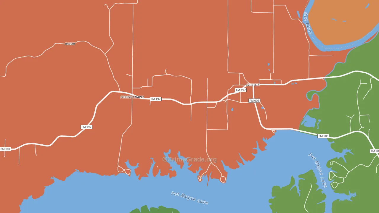 Forest Chapel, TX Map of Robbery Rates