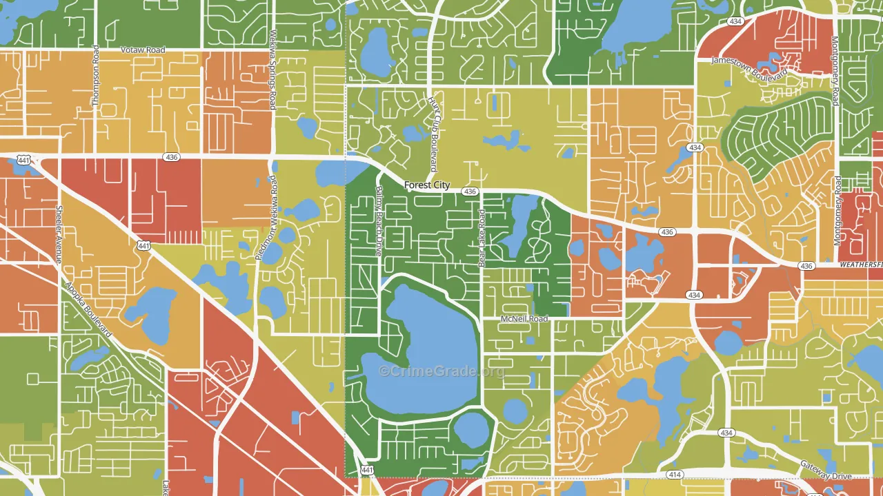 Forest City, FL Map of Robbery Rates