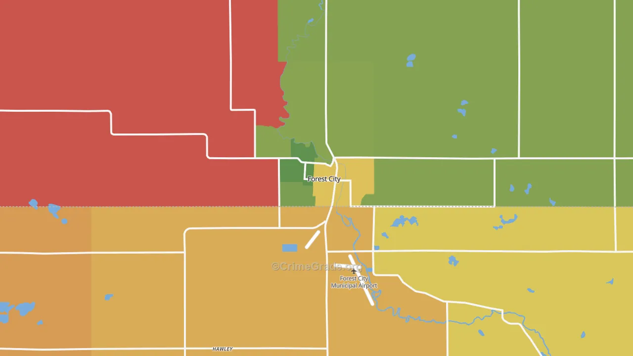 Forest City, IA Map of Robbery Rates