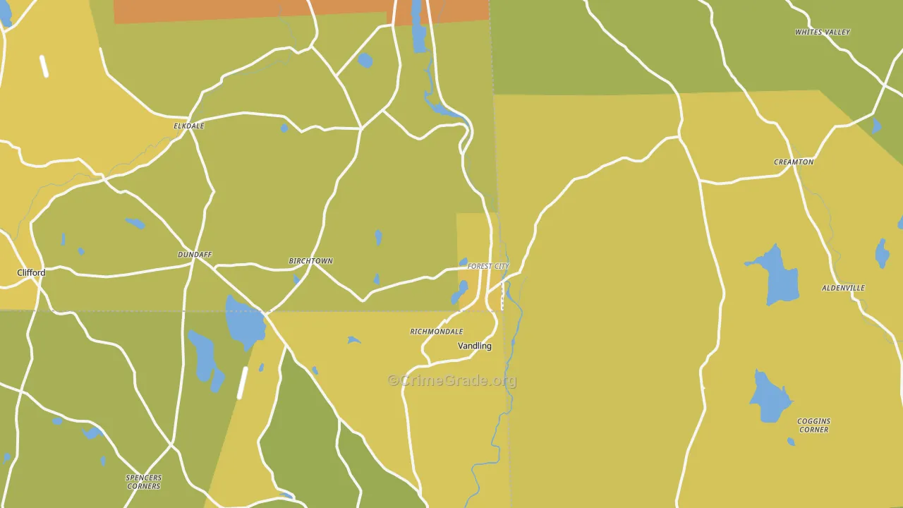 Forest City, PA Map of Robbery Rates