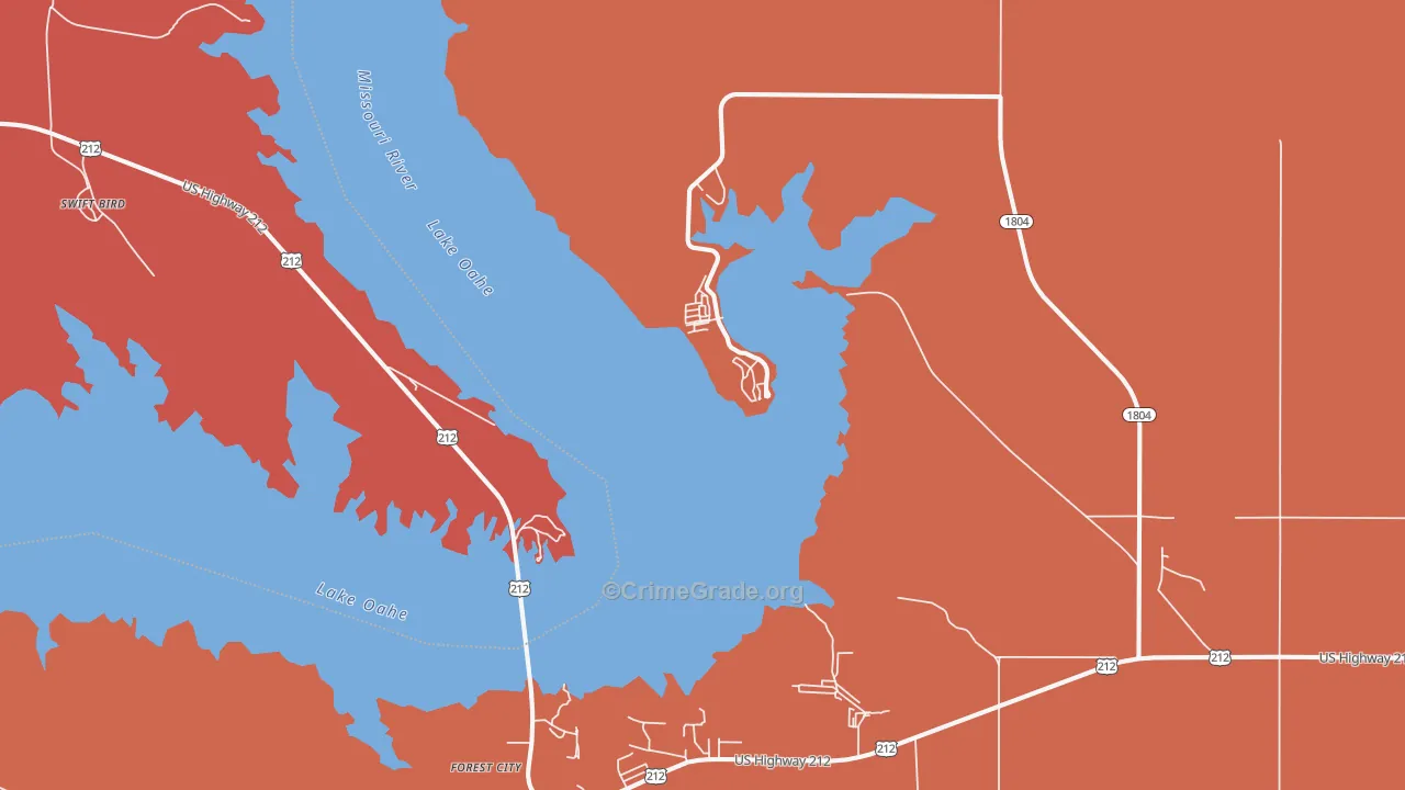Forest City, SD Map of Robbery Rates