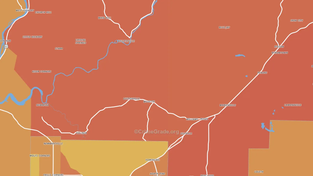 Forest County, PA Map of Robbery Rates