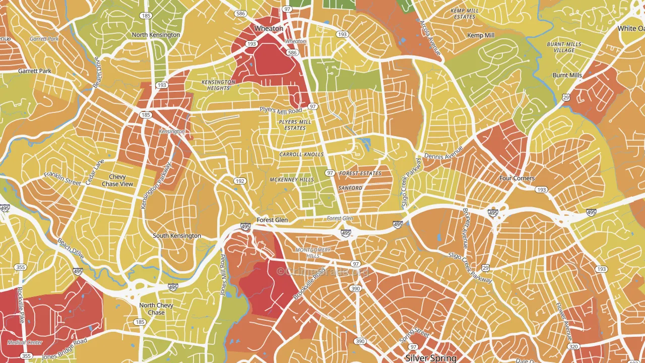Forest Glen, Silver Spring, MD Map of Robbery Rates