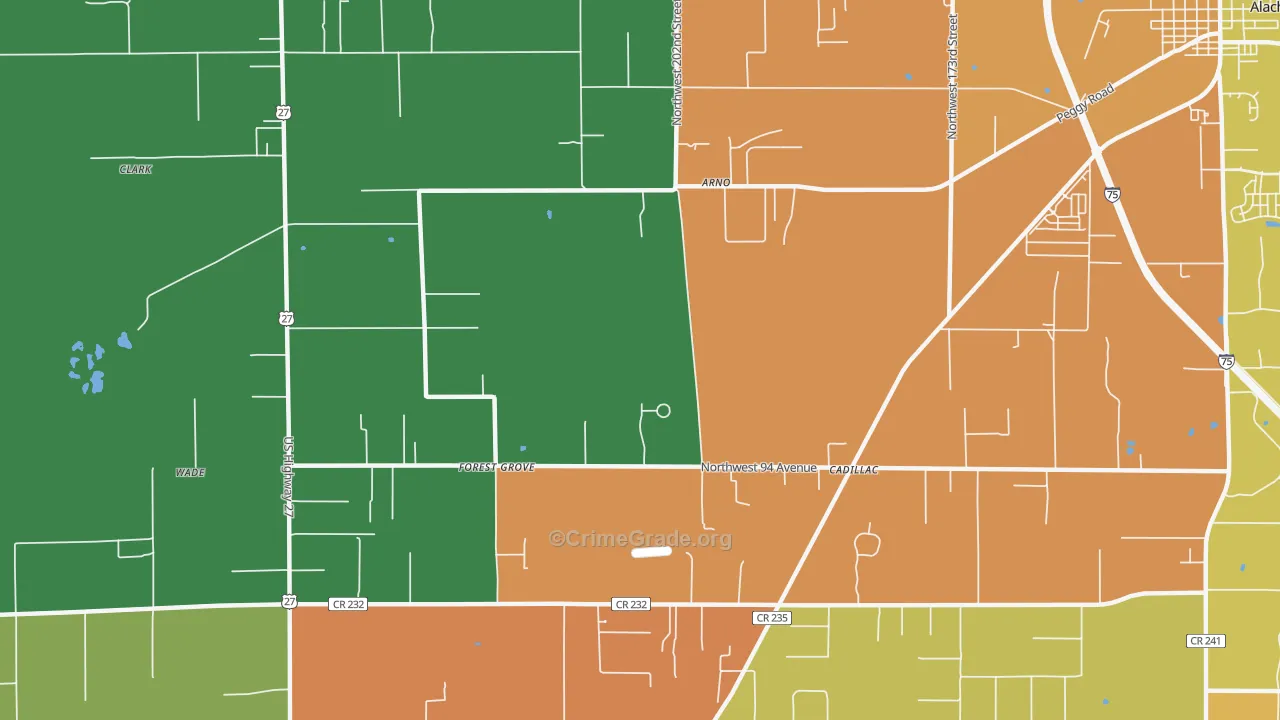 Forest Grove, FL Map of Robbery Rates
