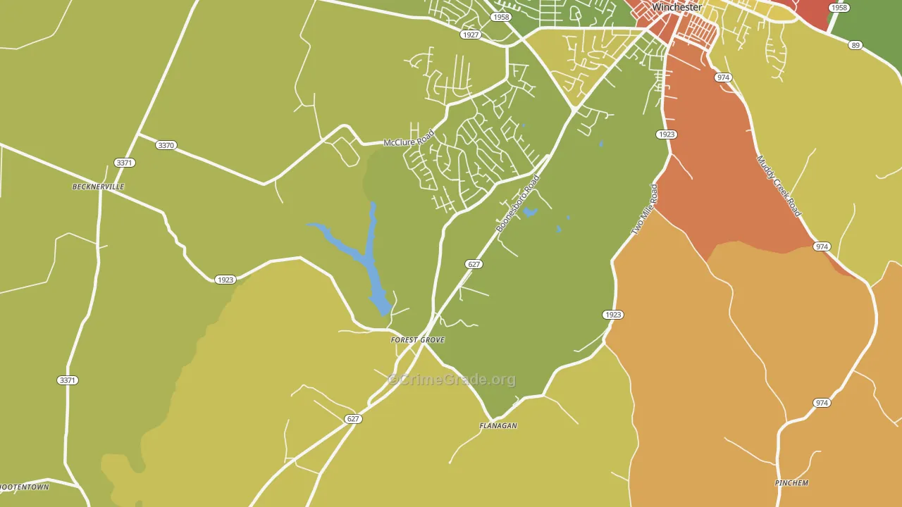 Forest Grove, KY Map of Robbery Rates