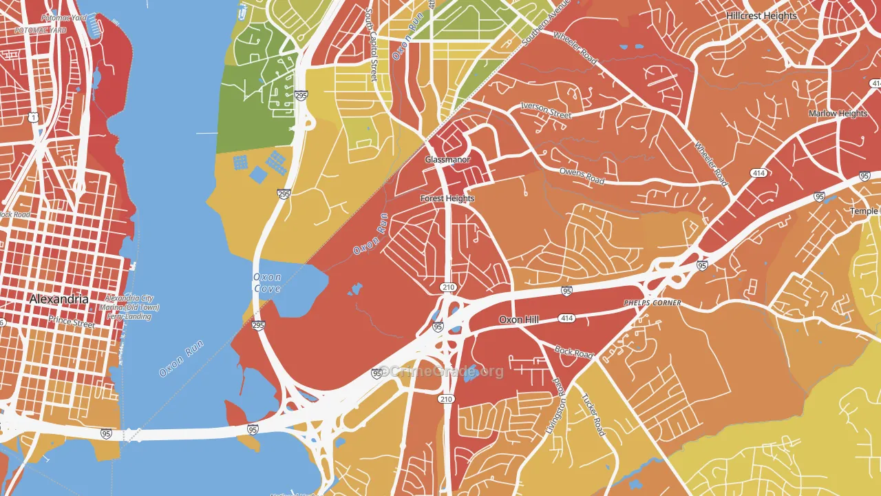 Forest Heights, MD Map of Robbery Rates