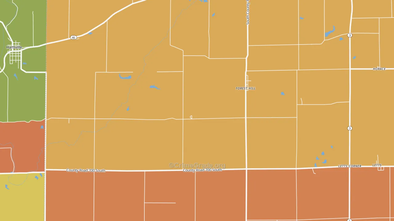 Forest Hill, IN Map of Robbery Rates