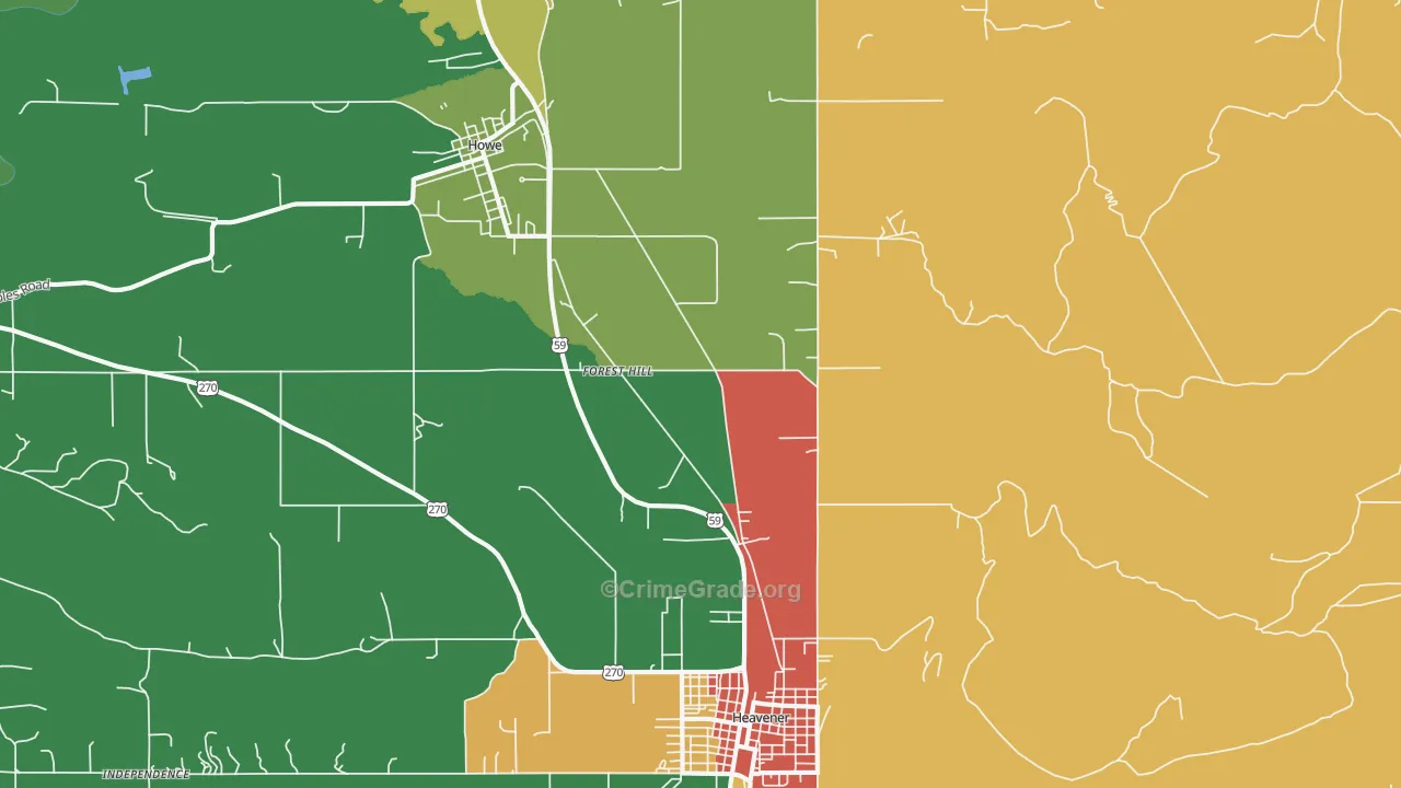 Forest Hill, OK Map of Robbery Rates