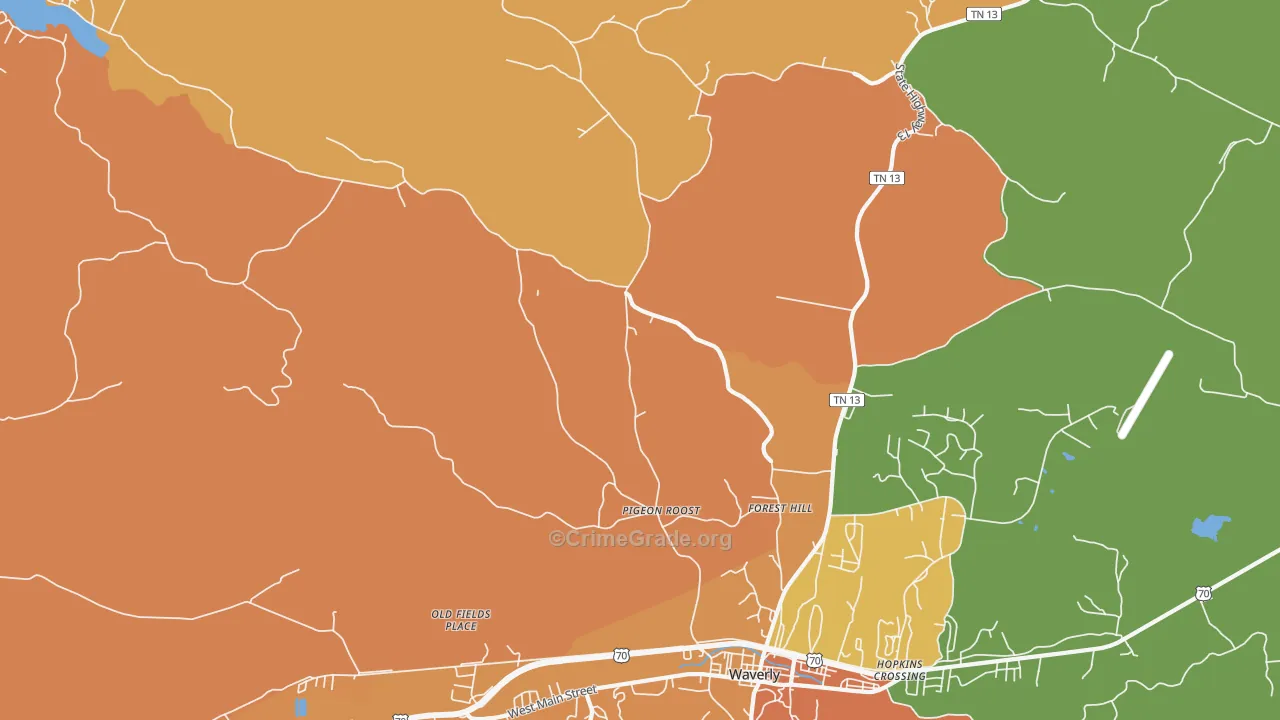 Forest Hill, TN Map of Robbery Rates