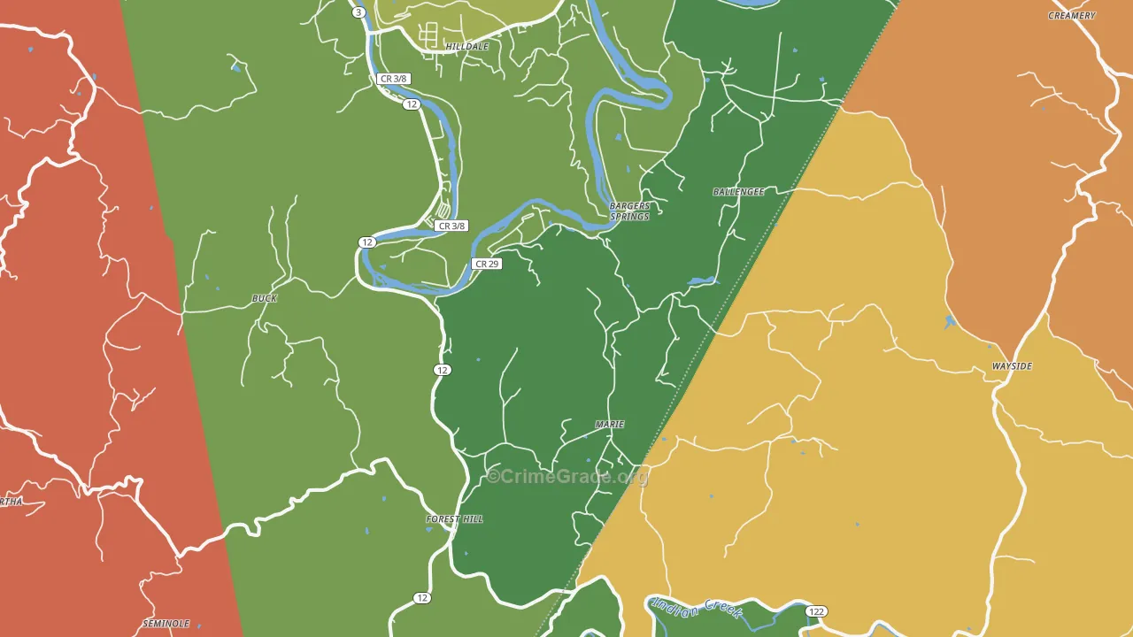 Forest Hill, WV Map of Robbery Rates