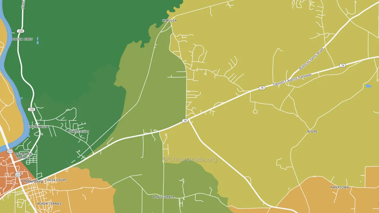 Forest Hills, AL Map of Robbery Rates