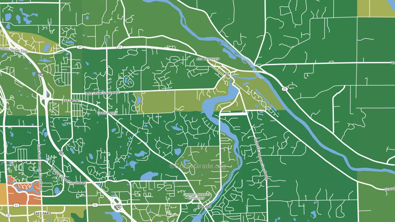Forest Hills, MI Map of Robbery Rates
