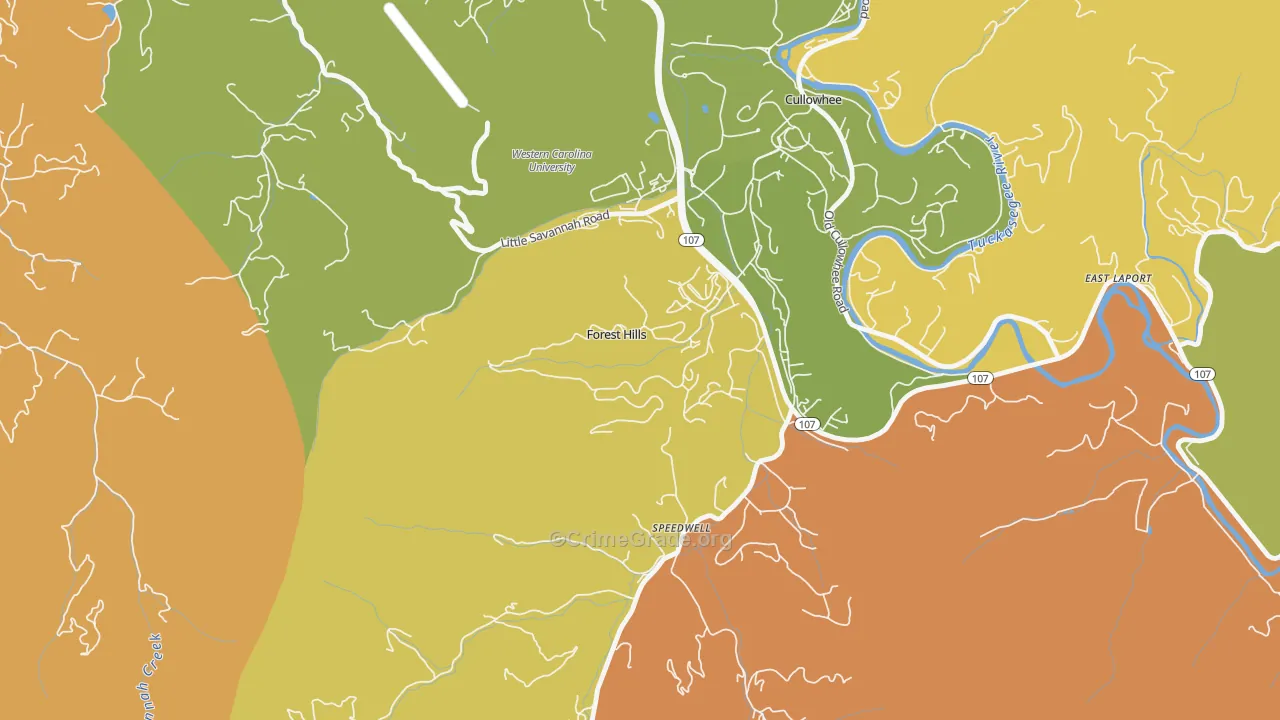Forest Hills, NC Map of Robbery Rates